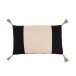 Cojín rectangular con borlas de algodón negro de 50x30cm - Cojín para exteriores