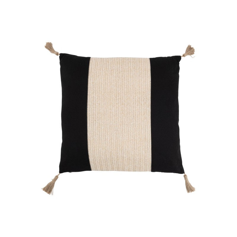 Cuscino quadrato con nappe in cotone nero 45x45cm - Cuscino per esterni Cuscino quadrato con nappe in cotone nero 45x45cm - Cuscino per esterni