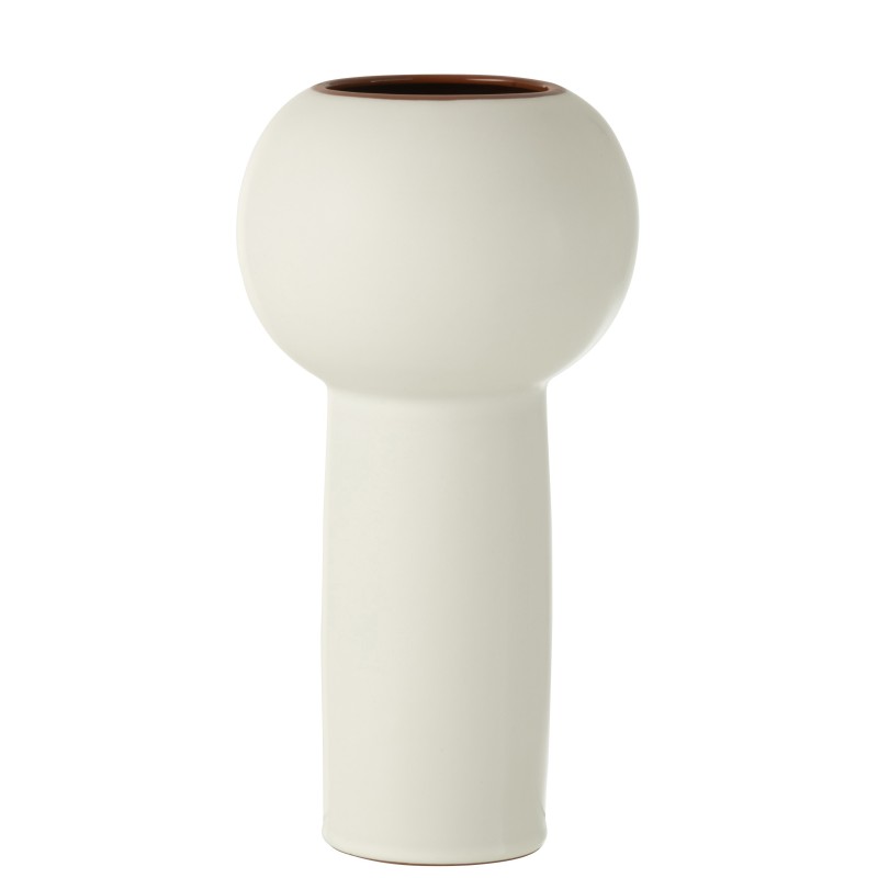 Vase boule sur pied haut en céramique blanc 15x15x31 cm Vase boule sur pied haut en céramique blanc 15x15x31 cm