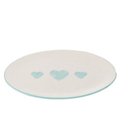 Plat en céramique blanc et azur 40.5x29.5x3.5 cm