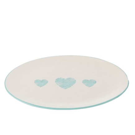 Plat en céramique blanc et azur 40.5x29.5x3.5 cm