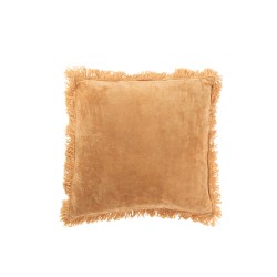 Cuscino quadrato con frange in cotone ocra 50x50cm