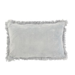 Coussin rectangulaire à franges en coton bleu 60x40cm