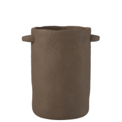 Vaso allungato in cemento marrone scuro 26x20x29cm