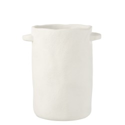 Vaso allungato in cemento bianco 26x20x29cm