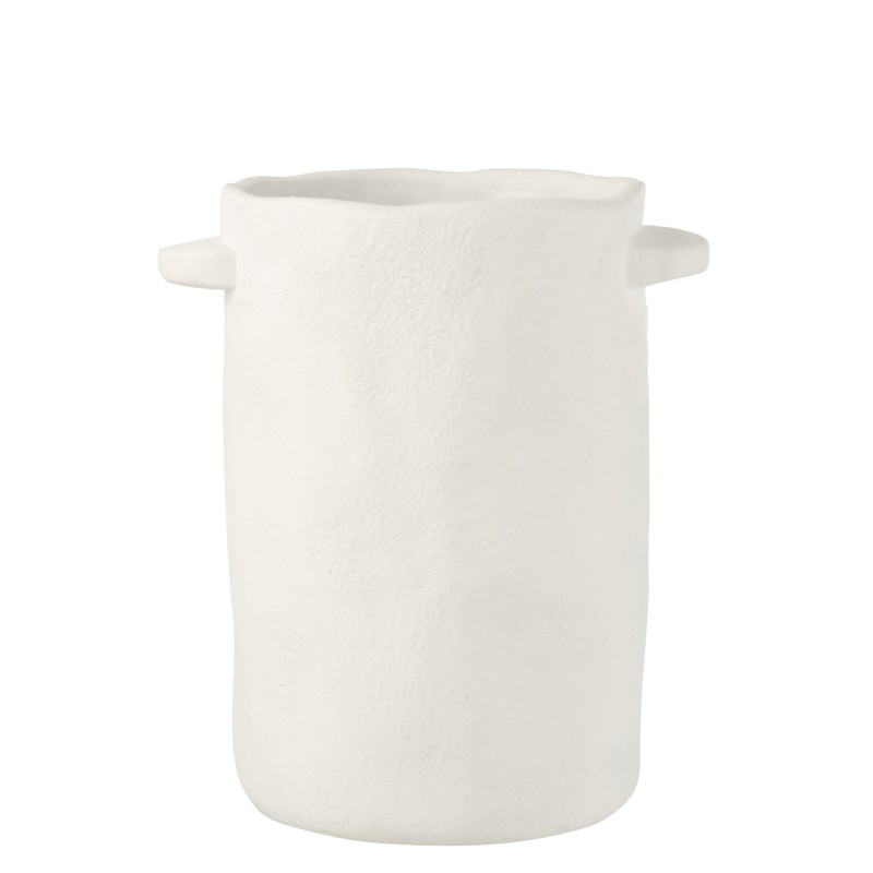 Vaso allungato in cemento bianco 26x20x29cm Vaso allungato in cemento bianco 26x20x29cm