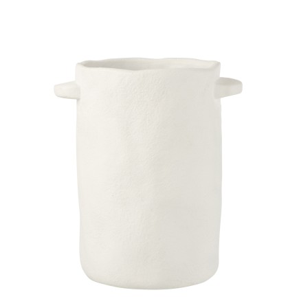 Vaso allungato in cemento bianco 26x20x29cm