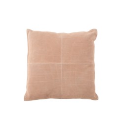 Cuscino quadrato con croce in pelle rosa 44x44cm