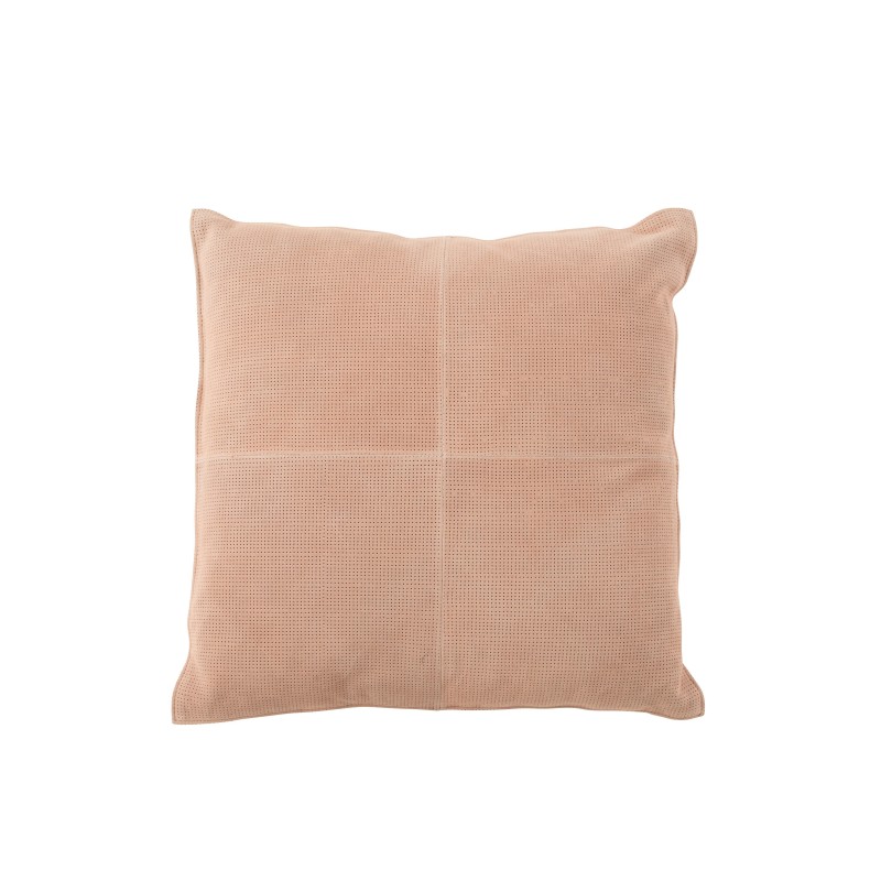 Cuscino quadrato con croce in pelle rosa 44x44cm Cuscino quadrato con croce in pelle rosa 44x44cm