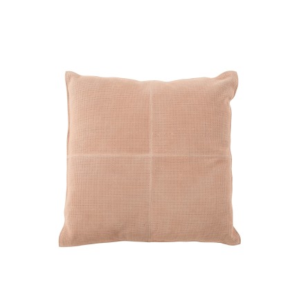 Cuscino quadrato con croce in pelle rosa 44x44cm