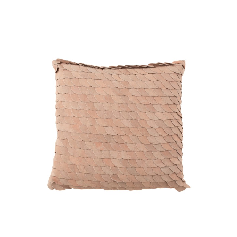Cuscino quadrato in pelle rosa a scaglie 43x42cm Cuscino quadrato in pelle rosa a scaglie 43x42cm