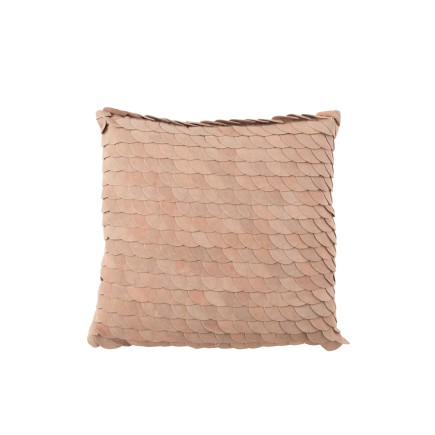 Cojín cuadrado de escamas de cuero rosa de 43x42cm