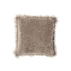 Cuscino grigio con frange in poliestere 46x46cm