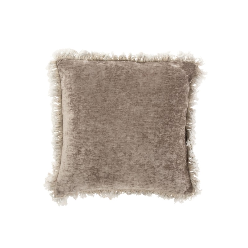 Cojín con flecos de poliéster gris de 46x46cm