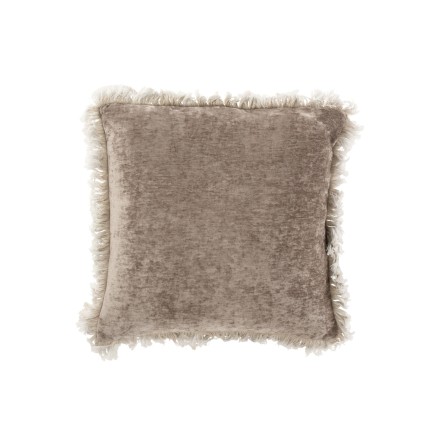 Cuscino grigio con frange in poliestere 46x46cm
