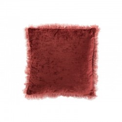 Coussin à franges en polyester rouge 46x46cm