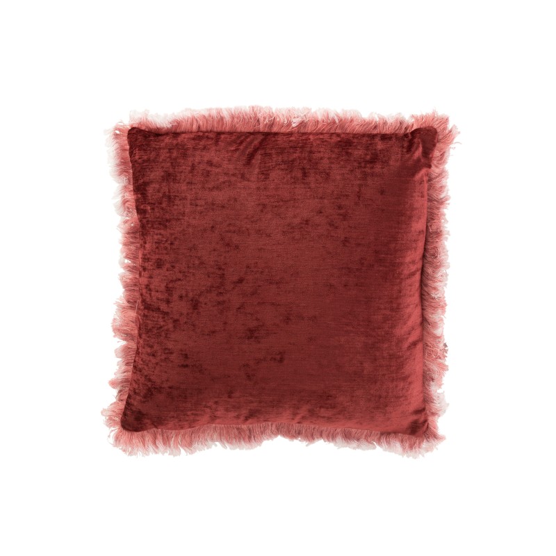 Almofada com franjas em poliéster vermelho 46x46cm Almofada com franjas em poliéster vermelho 46x46cm