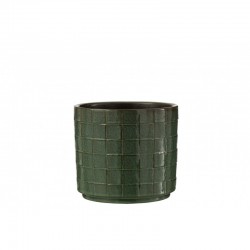 Cachepot de cerámica verde de 17x17x15 cm