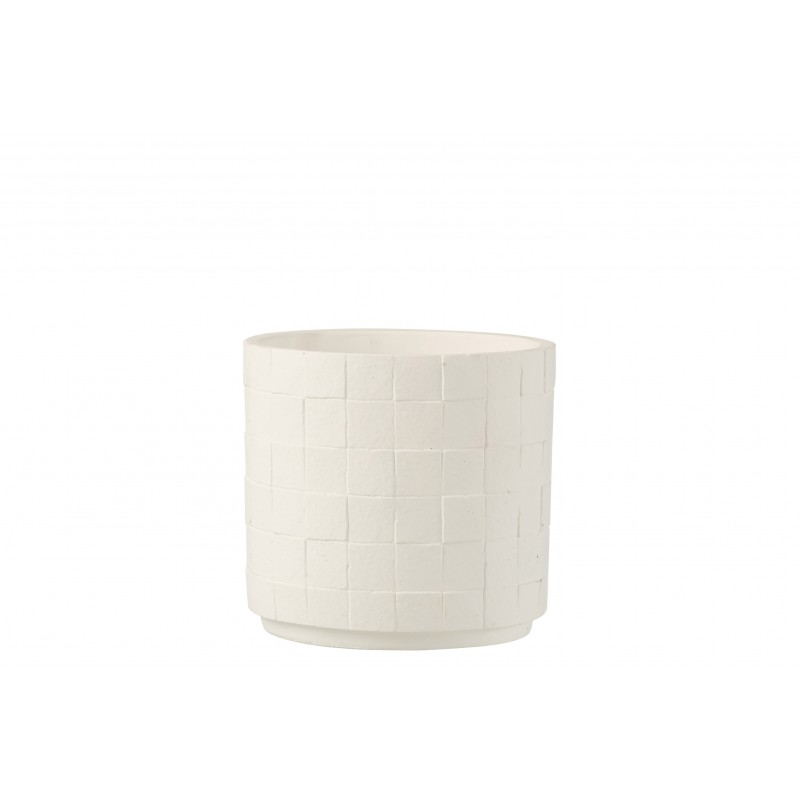 Cachepot de cerámica blanco de 16x16x14 cm