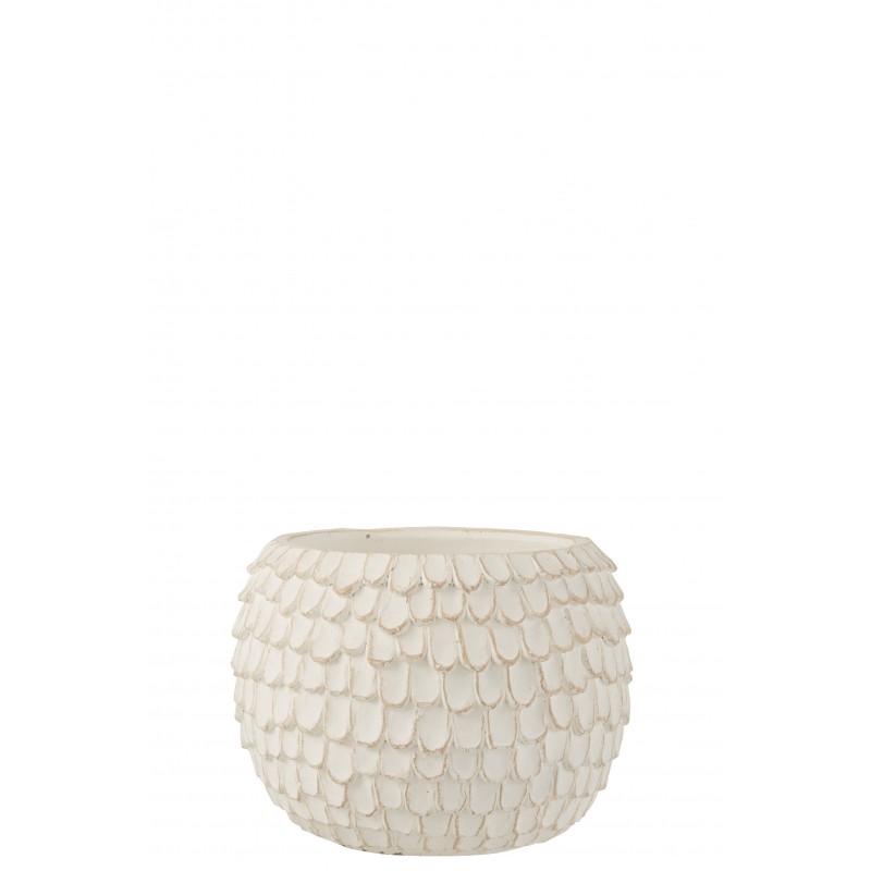 Cachepot de cerámica blanco de 24x24x19 cm