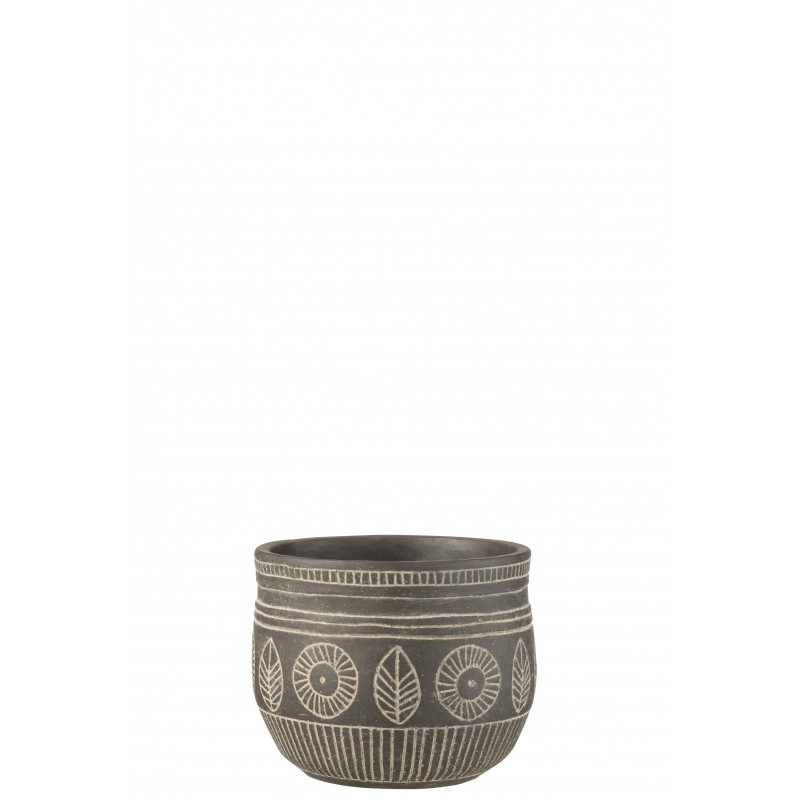 Cachepot de cerámica gris de 18x18x15 cm