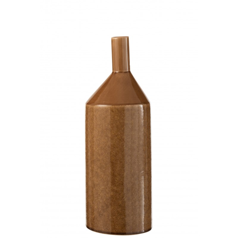 Vase bouteille en céramique marron 14x14x42 cm