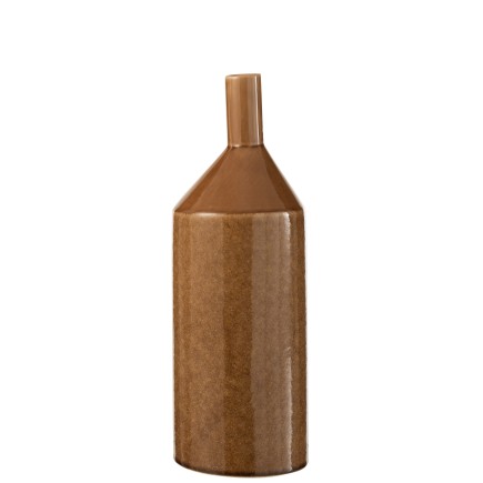 Vase bouteille en céramique marron 14x14x42 cm