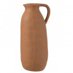 Vase cruche haut avec anse en céramique orange 15x13x36 cm