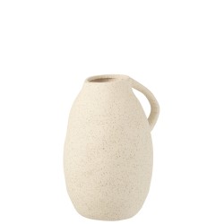 Jarrón de cerámica blanco con asa, tamaño 17x15x25 cm