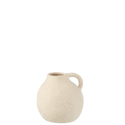 Jarrón de cerámica blanco con asa de 15x15x15 cm