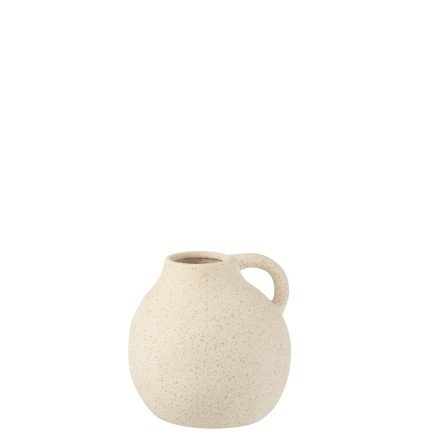 Vase cruche avec anse en céramique blanc 15x15x15 cm