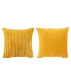 Set de 2 cojines cuadrados de poliéster color ocre 45x45x10cm