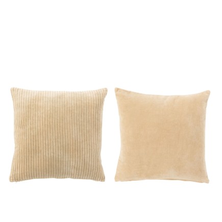 Set de 2 cojines cuadrados de poliéster beige de 45x45x10cm