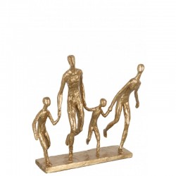 Famille sportive sur socle en résine doré 36x15x31 cm