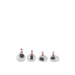 Set de 4 poules avec ardoise en céramique blanc 7x7x11 cm
