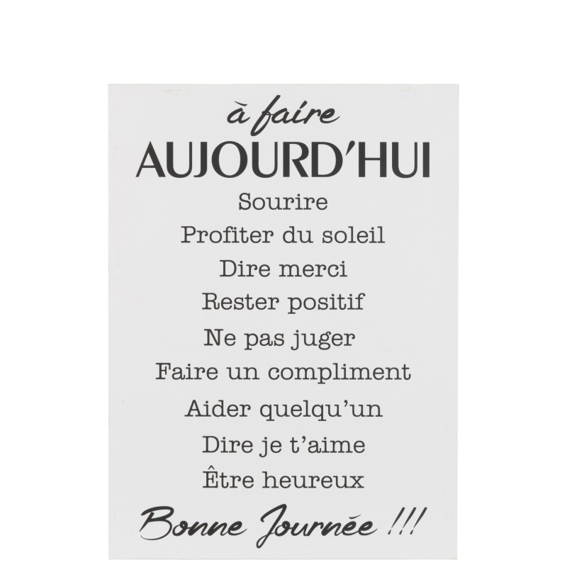 PANCARTE TEXTE FRANCAIS A FAIRE METAL BLANC/NOIR