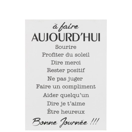 PANCARTE TEXTE FRANCAIS A FAIRE METAL BLANC/NOIR