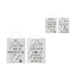 Conjunto de 2 carteles de metal blanco de 26.5x0.5x35 cm