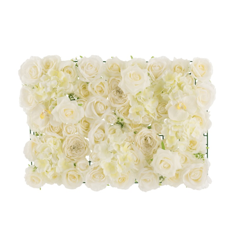 Panneau de fleurs en plastique blanc 62.5x43x7 cm