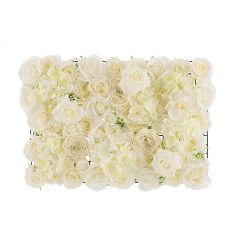 Puerta de flores de plástico blanco de 62.5x43x7 cm