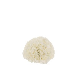 Boule de fleurs 1/2 rose en plastique blanc 29.5x29.5x20.5 cm