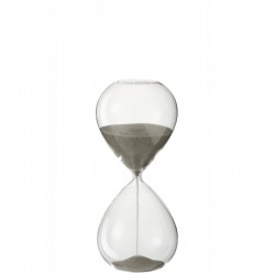 Reloj de arena de vidrio, arena gris, 23 cm