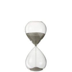 Reloj de arena de vidrio, arena gris, 23 cm