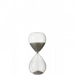 Reloj de arena de vidrio, arena gris, 19 cm