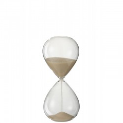 Reloj de arena de vidrio, arena beige, 23.5 cm