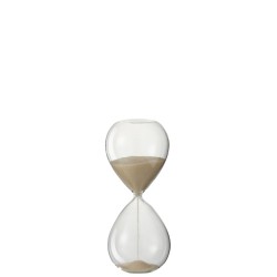 Reloj de arena de arena beige de vidrio transparente - beige 8x8x19 cm