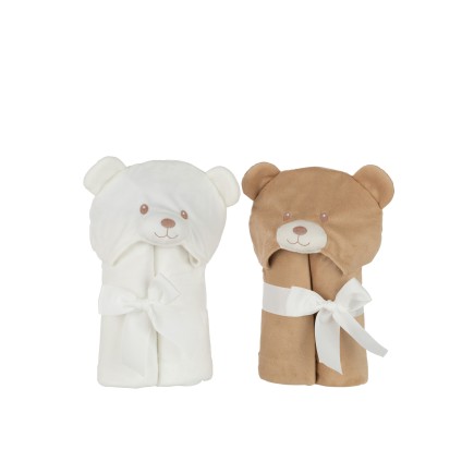 Set de 2 capes de bien ours en Peluche blanc - beige 95x0.5x73 cm