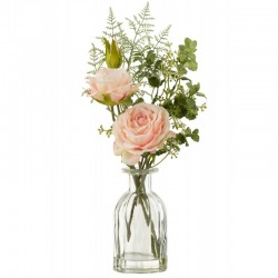 Bouquet de rose artificiel en plastique rose 20x20x34 cm