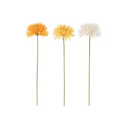 Conjunto de 3 crisantemos de plástico naranja - blanco - amarillo 13x7x60 cm