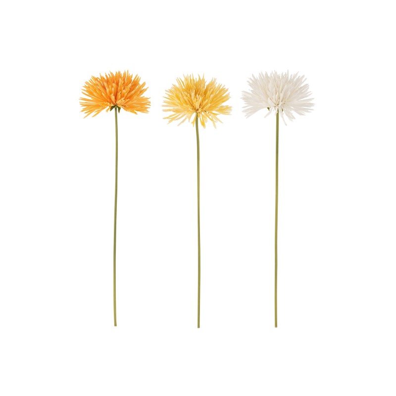 Set de 3 chrysanthemes en plastique orange - blanc - jaune 13x7x60 cm Set de 3 chrysanthemes en plastique orange - blanc - jaune 13x7x60 cm